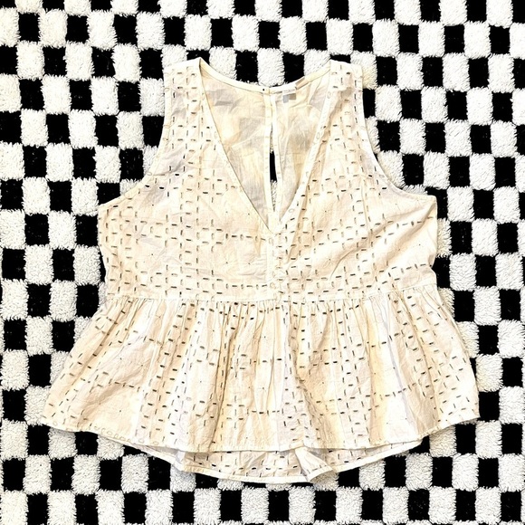 Melrose and Market Tops - Melrose and Market Linen Eyelet Tank